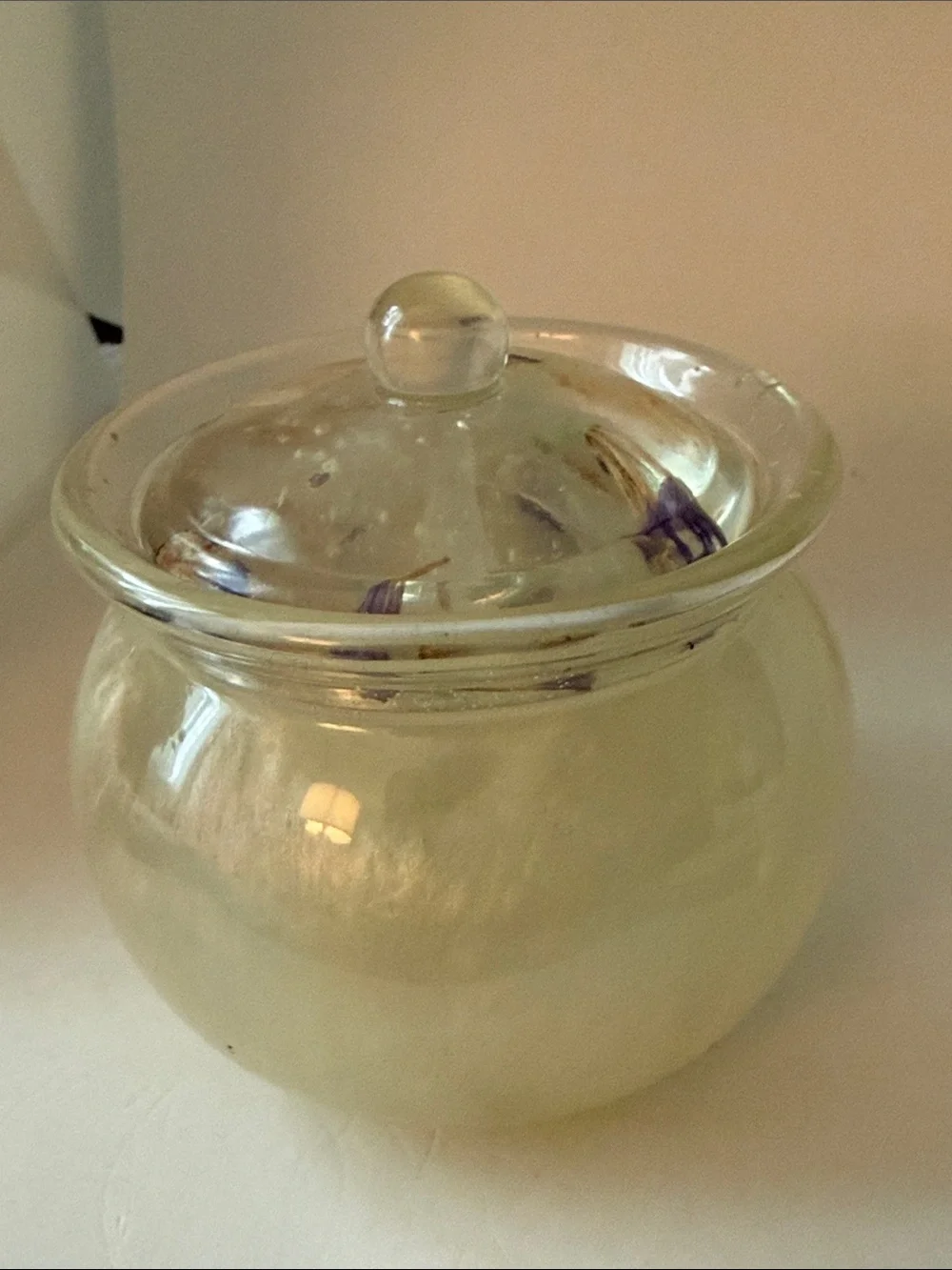 Iridescent Cream Resin Jar with Lid - Decorative Home Accent
